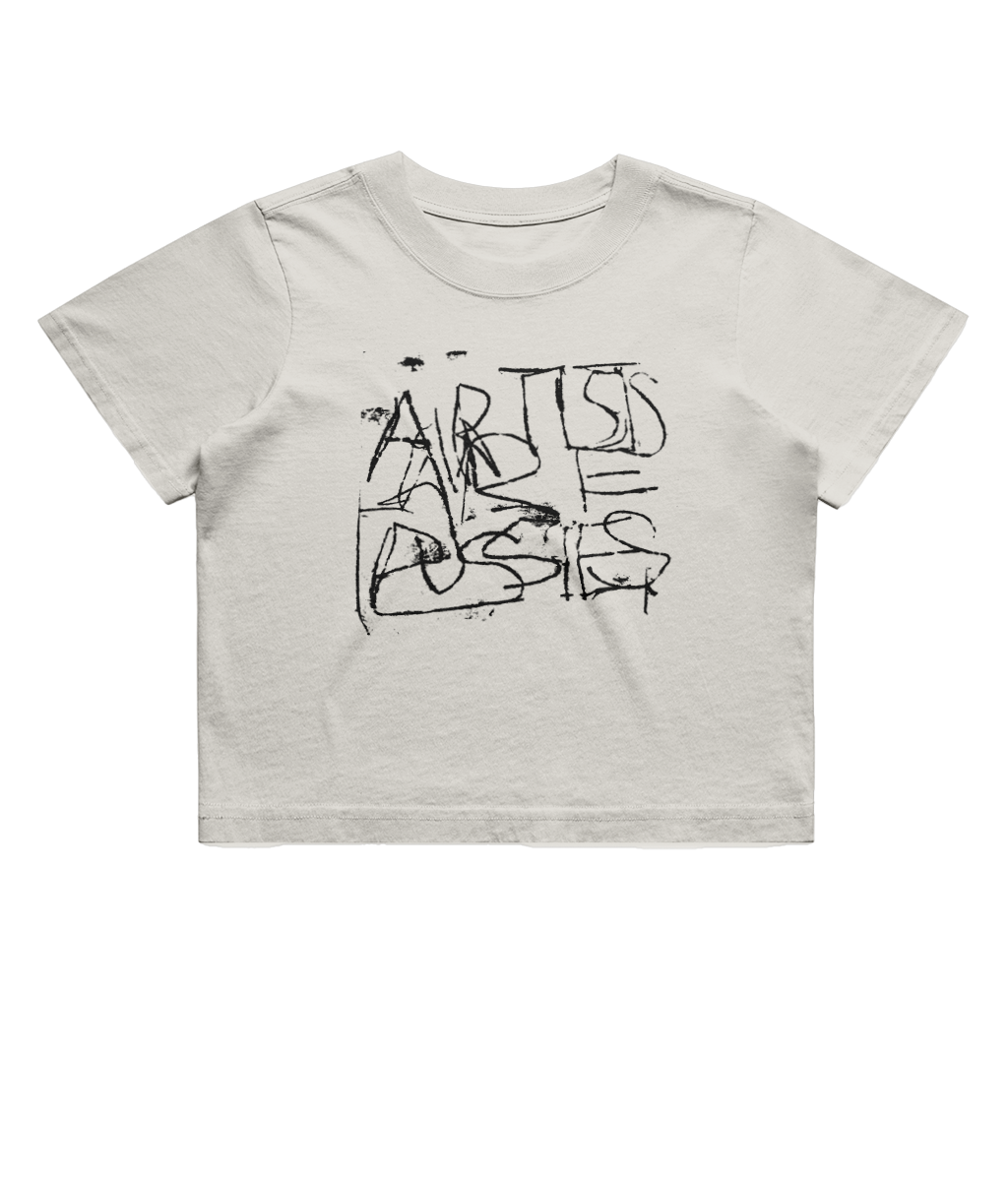 Artists Are Pussies Cropped Bone White T-Shirt. - Image 1