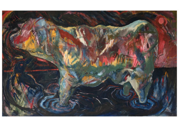 "Cow Speaks to Crow as She is Sinking" Signed Limited Edition Giclée Archival Print. by JE.