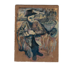 ReedCutter Pulling ReedBoat - 2025 - Gouache on Board