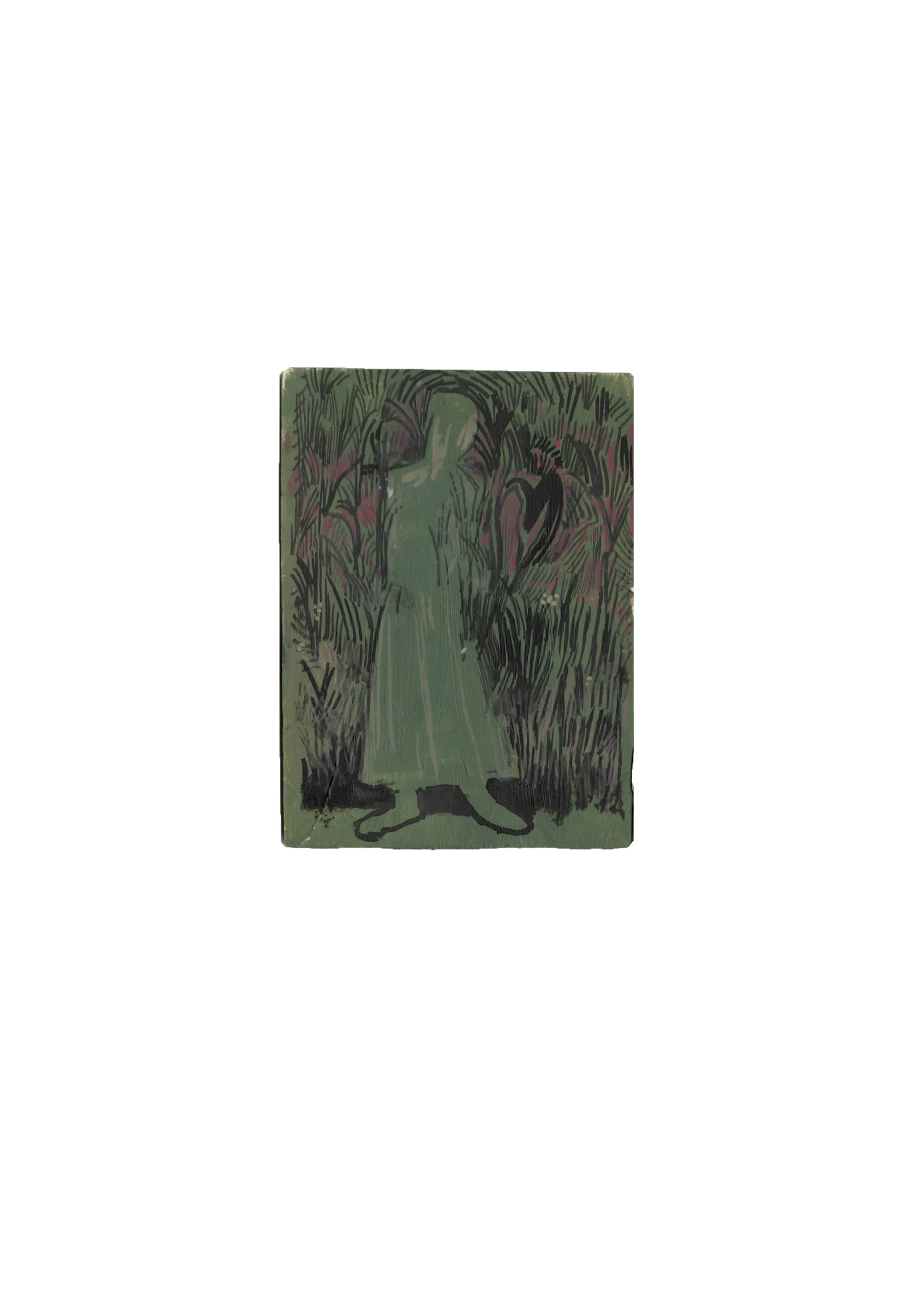 "Garden" Ink Drawing on Board - 8cm x 11cm - Image 1