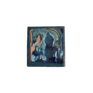 "BlueFigure" Gouache on Board 9cm x 9cm